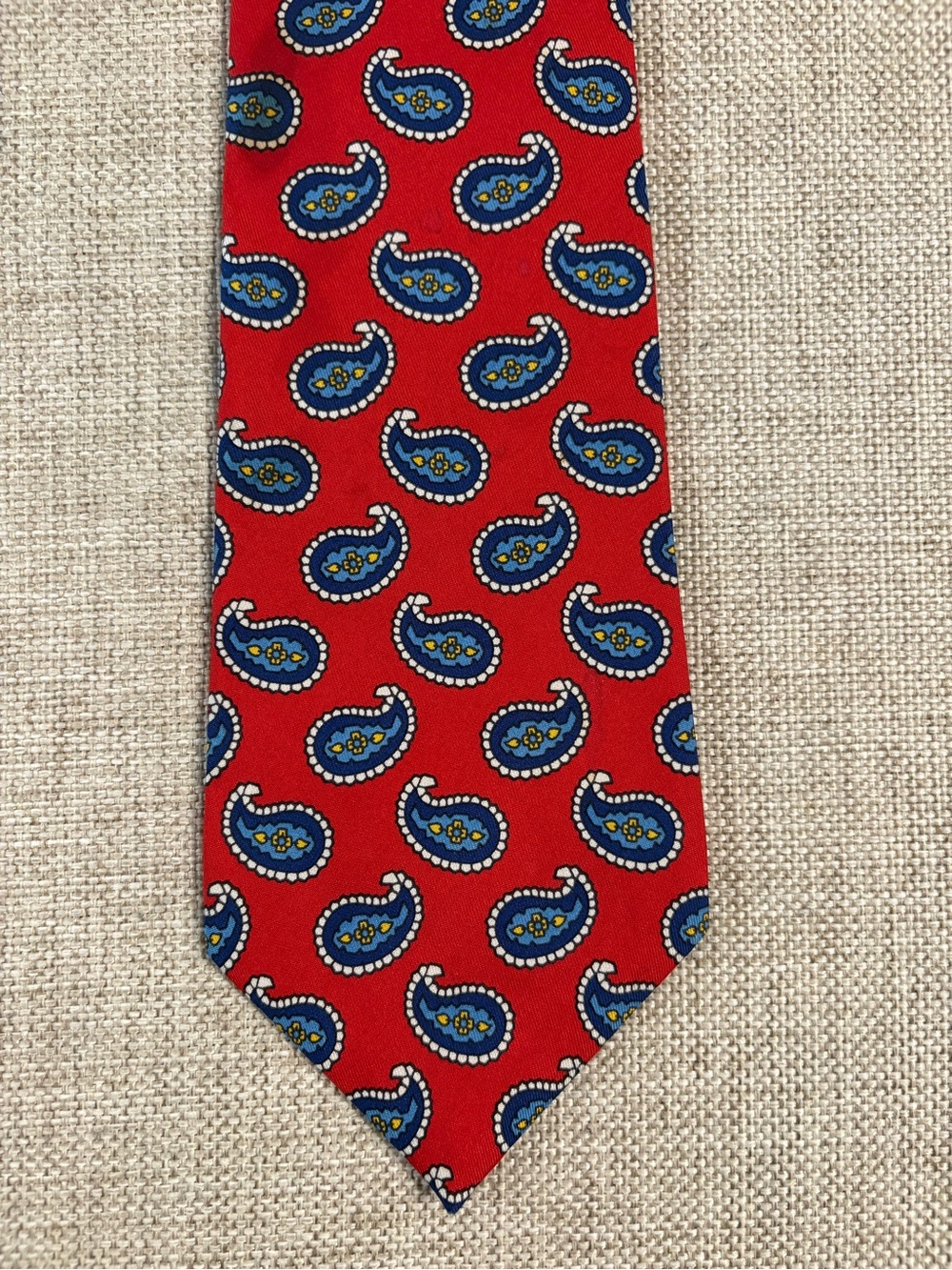 Turnbull & Asser London 100% Silk Red Paisley Tie Made in England 3.75”